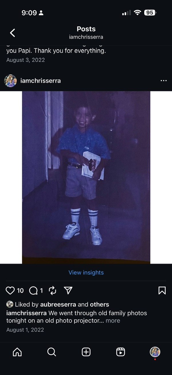 Chris as a young boy in a family photograph